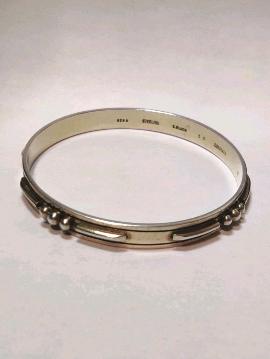 Sigurd Black Denmark Vintage Mcm Modernist Minimalist Bangle Bracelet